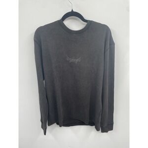 Aeropostale T-Shirt Men's Large Black Graphic Saint Thermal Waffle-Knit Cozy NWT